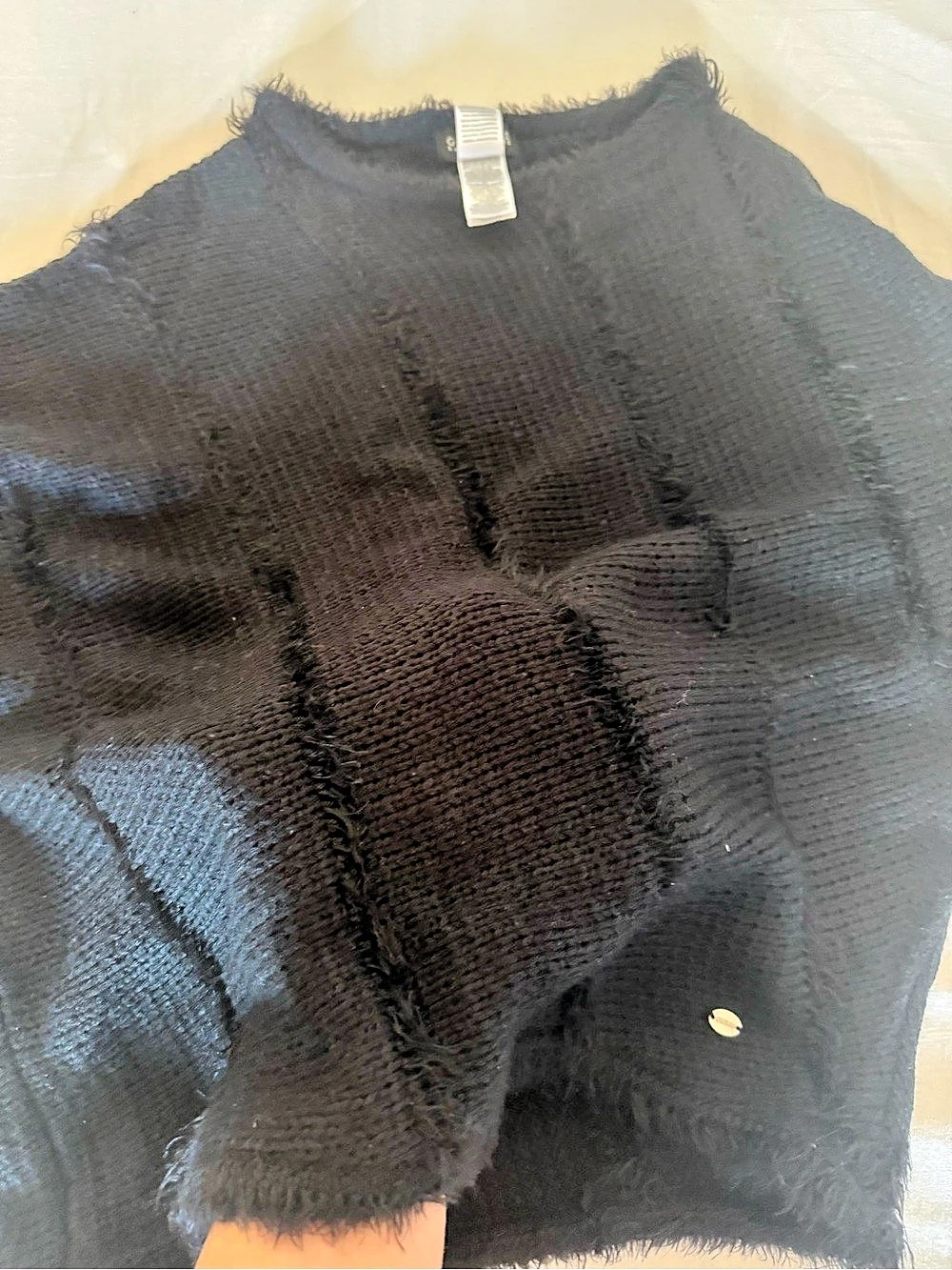 Guess Los Angeles Big Girls Black Fringe Textured Knit Top Size 14